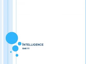 INTELLIGENCE Unit 11 WHAT IS INTELLIGENCE Intelligence ability