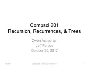 Compsci 201 Recursion Recurrences Trees Owen Astrachan Jeff