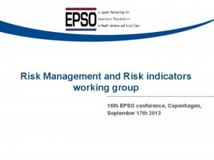 Risk Management and Risk indicators working group 16