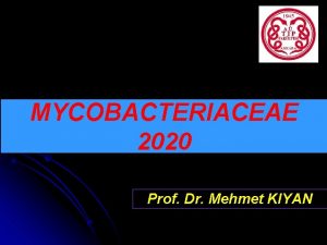 MYCOBACTERIACEAE 2020 Prof Dr Mehmet KIYAN Mycobacterium cinsi