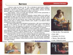 Ana Catarina Guedes Barroco Johannes Vermeer O Barroco