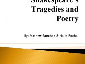 Shakespeares Tragedies and Poetry By Mathew Sanchez Halie