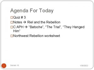 Agenda For Today Quiz 3 Notes Riel and