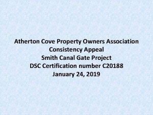 Atherton Cove Property Owners Association Consistency Appeal Smith