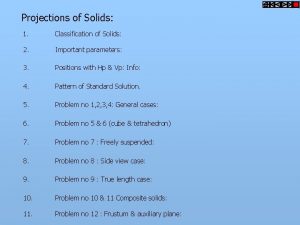 Projections of Solids 1 Classification of Solids 2
