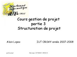 Cours gestion de projet partie 3 Structuration de