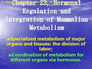 Chapter 23 Hormonal Regulation and Integration of Mammalian