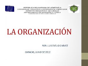 LA ORGANIZACIN POR LUIS EVELIO CHVEZ CARACAS JUNIO