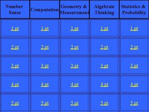 Number Sense Geometry Algebraic Computation Measurement Thinking Statistics