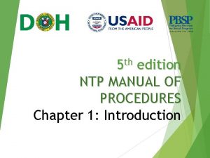th 5 edition NTP MANUAL OF PROCEDURES Chapter
