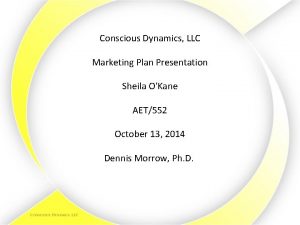 Conscious Dynamics LLC Marketing Plan Presentation Sheila OKane