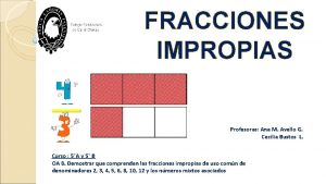 FRACCIONES IMPROPIAS Profesoras Ana M Avello G Cecilia