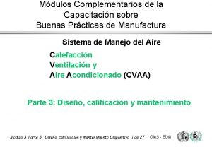 Mdulos Complementarios de la Capacitacin sobre Buenas Prcticas