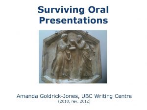 Surviving Oral Presentations Amanda GoldrickJones UBC Writing Centre