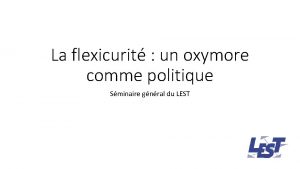 La flexicurit un oxymore comme politique Sminaire gnral