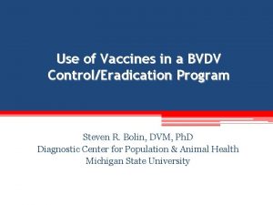Use of Vaccines in a BVDV ControlEradication Program