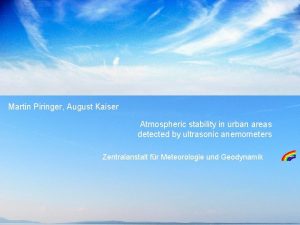 Martin Piringer August Kaiser Atmospheric stability in urban