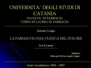 UNIVERSITA DEGLI STUDI DI CATANIA FACOLTA DI FARMACIA