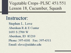 Vegetable CropsPLSC 451551 Lesson 18 Cucumber Squash Instructor