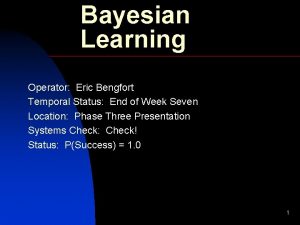 Bayesian Learning Operator Eric Bengfort Temporal Status End