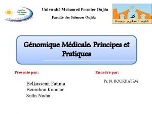 Universit Mohamed Premier Oujda Facult des Sciences Oujda