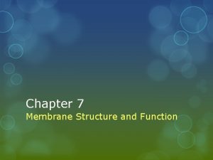 Chapter 7 Membrane Structure and Function CELL MEMBRANE