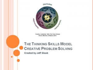 THE THINKING SKILLS MODEL CREATIVE PROBLEM SOLVING Created