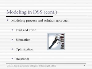 Modeling in DSS cont Modeling process and solution