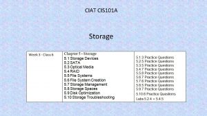 CIAT CIS 101 A Storage CIAT CIS 101