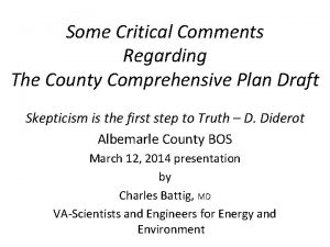 Some Critical Comments Regarding The County Comprehensive Plan