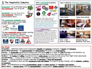 1 The Hospitality Industry Other commercial hospitality businesses