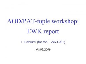 AODPATtuple workshop EWK report F Fabozzi for the