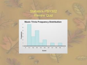 Statistics PSY 302 Review Quiz Music Trivia Frequency