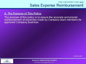 Sales Administration Guide 8117 Sales Expense Reimbursement A