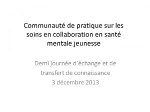 Communaut de pratique sur les soins en collaboration