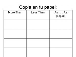 Copia en tu papel More Than Less Than