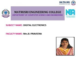 MATRUSRI ENGINEERING COLLEGE DEPARTMENT OF COMPUTER SCIENCE AND