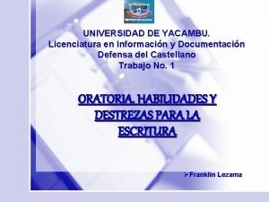 UNIVERSIDAD DE YACAMBU Licenciatura en Informacin y Documentacin