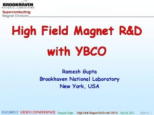 Superconducting Magnet Division High Field Magnet RD with