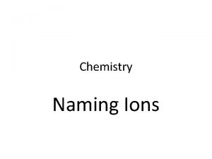 Chemistry Naming Ions Chemical Names and Formulas Monatomic