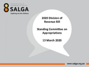 2020 Division of Revenue Bill Standing Committee on