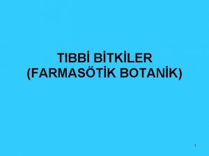 TIBB BTKLER FARMASTK BOTANK 1 Farmastik Botanik ksa