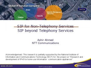 SIP for NonTelephony Services SIP beyond Telephony Services