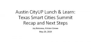 Austin City UP Lunch Learn Texas Smart Cities