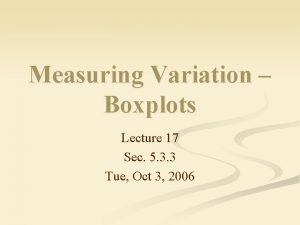 Measuring Variation Boxplots Lecture 17 Sec 5 3