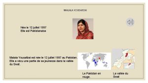 MALALA YOUSAFZAI Ne le 12 juillet 1997 Elle