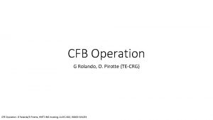 CFB Operation G Rolando O Pirotte TECRG CFB