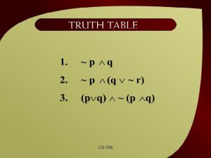 Truth Table CS708 1 Truth Table for pq