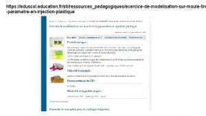 https eduscol education frstiressourcespedagogiquesexercicedemodelisationsurmouletiro parametreeninjectionplastique https eduscol education