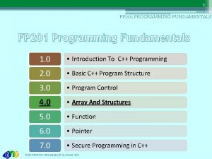 1 FP 201 PROGRAMMING FUNDAMENTALS FP 201 Programming